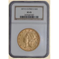 1873-S $20 Liberty XF45 NGC