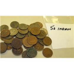 Lot of 50 Indian Head Cents- Circulated