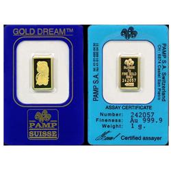 1 GRAM Pamp Suisse Gold Ingot on Card