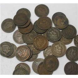 Lot of 40 Indian Head Pennies-mixed grades