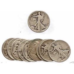 Lot of 10 Walking Liberty Halves-