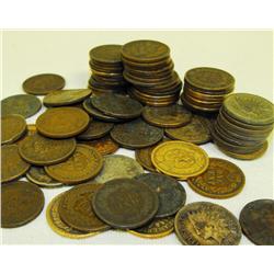 Lot of 100 Indian Head Pennies-ag-fine