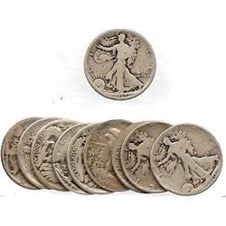 Lot of 10 Walking Liberty Halves-