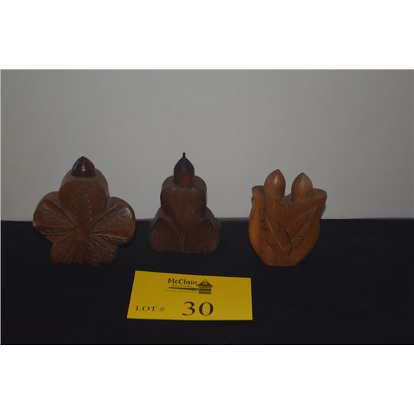 VINTAGE HAWAIIAN WOOD PERFUME BOTTLES (3 PCS)