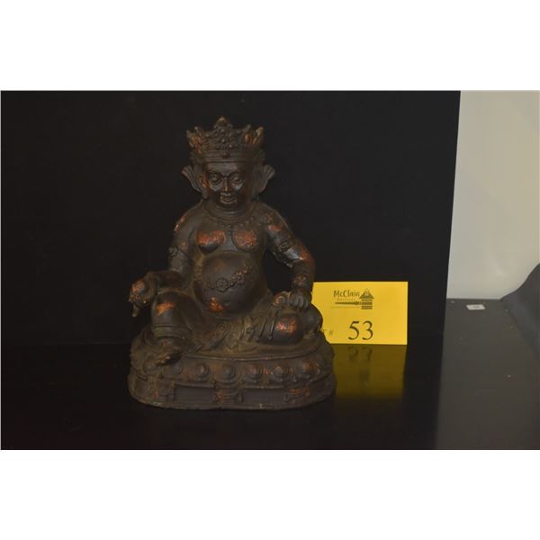 BRONZE SEATED DZAMBHALA BUDDHIST DEITY OF WEALTH (DOES NOT INCLUDE STAND)