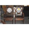 Image 1 : PAIR ANTIQUE CHINESE CARVED BLACKWOOD ARMCHAIRS W/ORNATE SCALLOPED BACKREST W/AN INSET WHITE MARBLE 