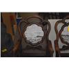 Image 2 : PAIR ANTIQUE CHINESE CARVED BLACKWOOD ARMCHAIRS W/ORNATE SCALLOPED BACKREST W/AN INSET WHITE MARBLE 