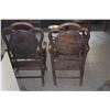 Image 6 : PAIR ANTIQUE CHINESE CARVED BLACKWOOD ARMCHAIRS W/ORNATE SCALLOPED BACKREST W/AN INSET WHITE MARBLE 