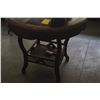 Image 3 : CHINESE ROUND BLACKWOOD TABLE W/PICTURE MARBLE INSERT (36 1/2" X 32")
