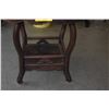 Image 4 : CHINESE ROUND BLACKWOOD TABLE W/PICTURE MARBLE INSERT (36 1/2" X 32")