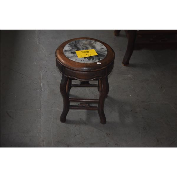 ANTIQUE CHINESE HARDWOOD & MARBLE INSET STOOL