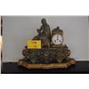 Image 1 : ANTIQUE FRENCH PENDULE FIGURAL MANTLE CLOCK IN GILT ON BASE (20" X 16 1/2")