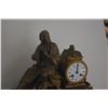 Image 3 : ANTIQUE FRENCH PENDULE FIGURAL MANTLE CLOCK IN GILT ON BASE (20" X 16 1/2")