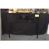 Image 1 : CHINESE ELMWOOD BLACK LACQUER CONSOLE TABLE W/4 DRAWERS & CENTER CABINET (38 1/2" X 9 3/4" X 35 1/2"