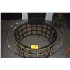 Image 3 : 48" ROUND COFFEE TABLE W/BLACK & GOLD GRID CYLINDRICAL BASE & BEVELED GLASS TOP