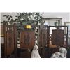 Image 1 : 4 PANEL MID CENTURY FOLDING SCREEN W/INTRICATE HIGH RELIEF FLORAL & FOLIAGE ON CENTRAL PANELS