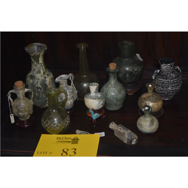 MIX PERSIAN GLASS COLLECTION: AMPHORAS, BOTTLES, ETC. (13 PCS)