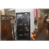 Image 1 : ASIAN STYLE BLACK LACQUER DISPLAY CABINET W/DOUBLE GLASS DOORS & 2 SMALL DRAWERS W/BRASS HARDWARE (3