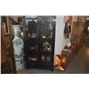 Image 2 : ASIAN STYLE BLACK LACQUER DISPLAY CABINET W/DOUBLE GLASS DOORS & 2 SMALL DRAWERS W/BRASS HARDWARE (3