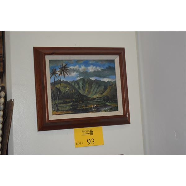 KOA FRAMED GICLEE, "MANOA VALLEY FROM WAIKIKI, 1865" (14" X 12")