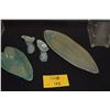 Image 1 : GINGER LEAF TRAY, TARO LEAF BOWL & LILLY VASES BY HAWAIIAN POTTERS GUILD (4 PCS)