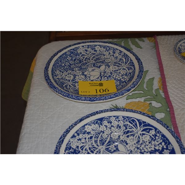 PAIR DON BLANDING VERNON KILNS 12 1/2" HAWAIIAN FLOWERS CHOP PLATES (PAIR)
