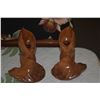Image 2 : PAIR "HANA HAWAII" HAND TOOLED OHAI APE CANDLESTICK HOLDERS (PAIR)