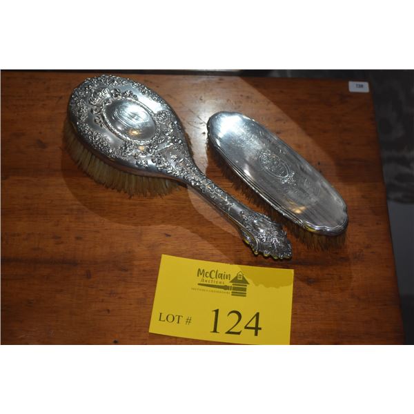 2 STERLING SILVER BRUSHES (1 IS SHREVE & CO) (2 PCS)