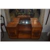 Image 2 : VINTAGE MID CENTURY CARVED KOA DRESSING TABLE W/6 DRAWERS, MIRROR & APE LEAF CARVINGS