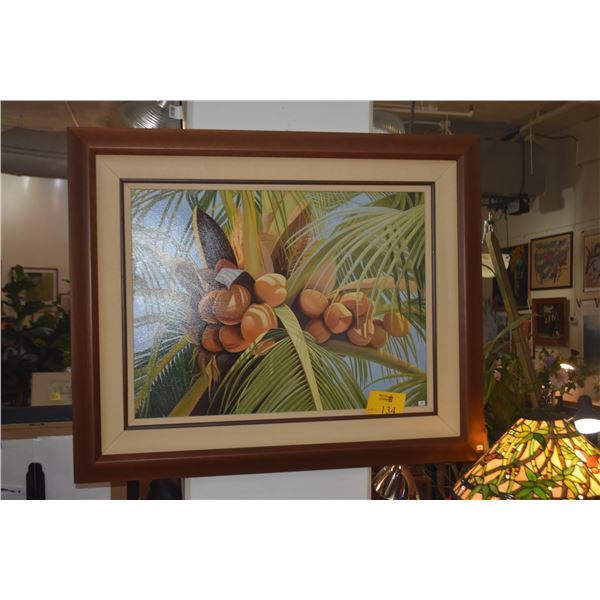 FRAMED GICLEE, "COCO PALMS" BY DANA QUEEN (43 1/2" X 35")