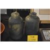 Image 1 : PAIR LARGE CYLINDRICAL GREEN-BLUE TINTED GLASS VASES (PAIR)