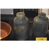 Image 2 : PAIR LARGE CYLINDRICAL GREEN-BLUE TINTED GLASS VASES (PAIR)
