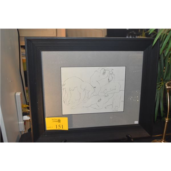 FRAMED HELIOGRAVURE PRINT, "THE DANCE OF THE NYMPHS & THE SATYR"; PABLO PICASSO (24 1/4" X 20 1/4")