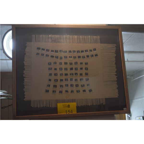 FRAMED HANDWOVEN TEXTILE FIBER ART (27" X 22")