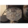 Image 4 : VINTAGE CUT CRYSTAL PEDESTAL COMPOTE & CUT CRYSTAL GLASSES W/STARBURST PINWHEEL PATTERN (5 PCS)