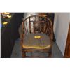Image 1 : VINTAGE CHINOISERIE STYLE BURNT BAMBOO ARMCHAIR W/HAND PAINTED DECORATIVE PANEL ON BACKREST