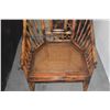 Image 3 : VINTAGE CHINOISERIE STYLE BURNT BAMBOO ARMCHAIR W/HAND PAINTED DECORATIVE PANEL ON BACKREST