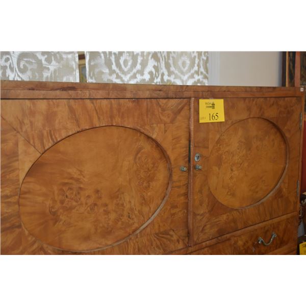 STACKING BURLWOOD CHEST (3 SECTIONS) W/10 DRAWERS & 2 DOORS (OLD TERMITE DAMAGE TO 1 DRAWER)