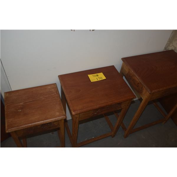 CHINESE CARVED PANEL NESTING TABLES (3 PCS)