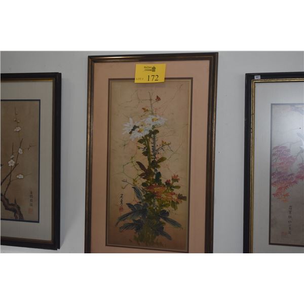 FRAMED PAINTING ON SILK (19" X 30")