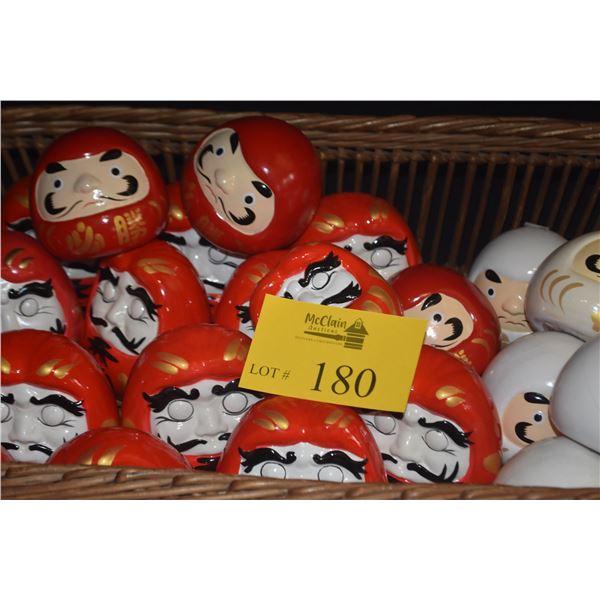COLLECTION OF JAPANESE CERAMIC DARUMA DOLLS (21 PCS) (DOES NOT INCLUDE BASKET)