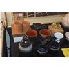 Image 3 : ASSORTED SAKE CUPS & JARS & SMALL YIXING-STYLE CLAY TEAPOT (LOTUS POD & LEAF FORM) (13 PCS)