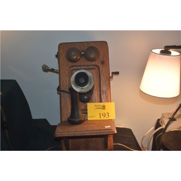 ANTIQUE KELLOGG WOODEN WALL TELEPHONE