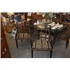 Image 2 : SLEEK BLACK DINING TABLE W/STONE PEDESTAL BASE W/6 BLACK & BAMBOO UPHOLSTERED CHAIRS (TABLE 56" X 56