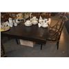 Image 4 : SLEEK BLACK DINING TABLE W/STONE PEDESTAL BASE W/6 BLACK & BAMBOO UPHOLSTERED CHAIRS (TABLE 56" X 56