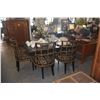 Image 5 : SLEEK BLACK DINING TABLE W/STONE PEDESTAL BASE W/6 BLACK & BAMBOO UPHOLSTERED CHAIRS (TABLE 56" X 56