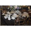 Image 6 : SLEEK BLACK DINING TABLE W/STONE PEDESTAL BASE W/6 BLACK & BAMBOO UPHOLSTERED CHAIRS (TABLE 56" X 56