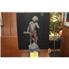 Image 1 : 3-DIMENSIONAL VINTAGE STATUE OF BOY HOLDING 2 DOVES (SPELTER) ON MARBLE STAND (20")
