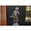 Image 2 : 3-DIMENSIONAL VINTAGE STATUE OF BOY HOLDING 2 DOVES (SPELTER) ON MARBLE STAND (20")