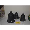 Image 1 : CHINESE BRONZE C AST BELLS (3), APSARA & PHOENIX MOTIF (10", 7 1/8" & 7 1/4") (3 PCS)